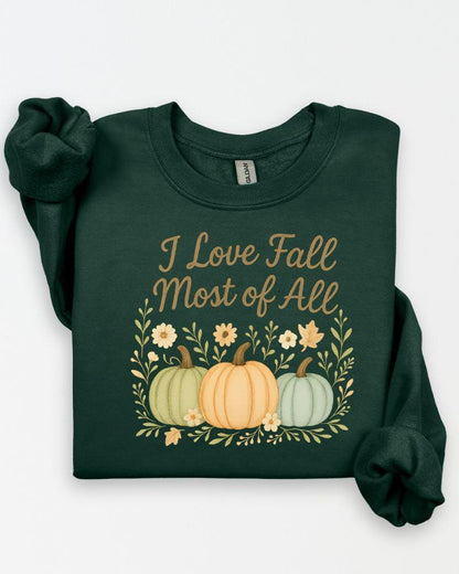 I Love Fall Most of All PNG | Autumn Pumpkins Digital Download | Fall Sublimation Design for Shirts, Mugs & Seasonal Crafts