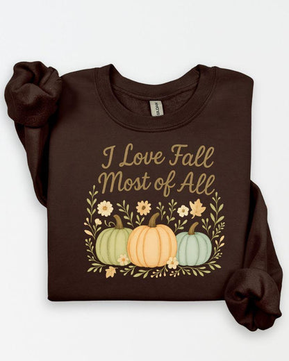 I Love Fall Most of All PNG | Autumn Pumpkins Digital Download | Fall Sublimation Design for Shirts, Mugs & Seasonal Crafts
