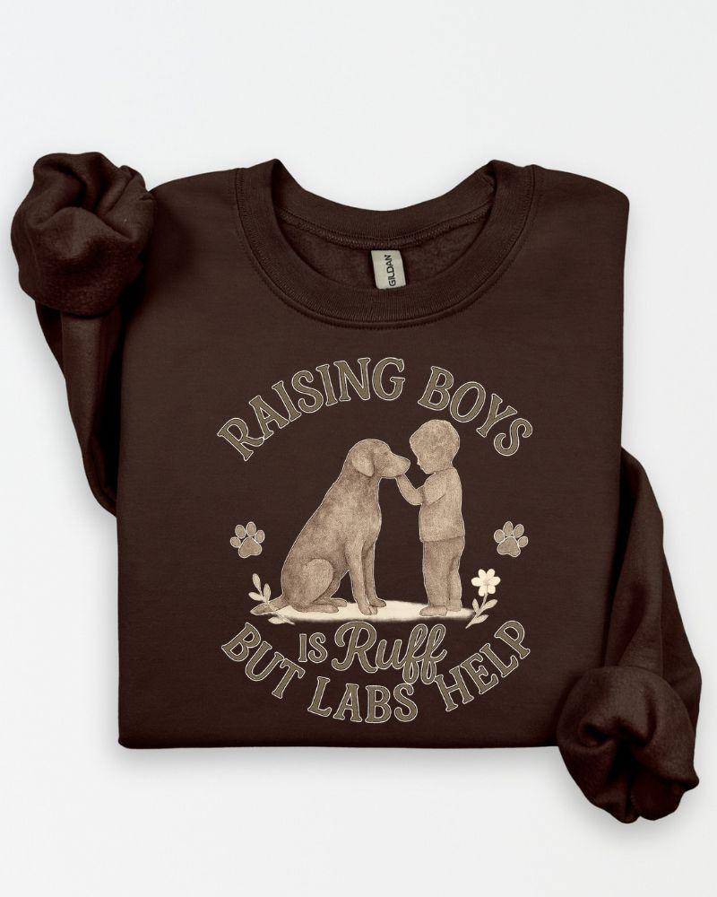 Raising Boys is Ruff but Labs Help PNG | Dog Mom Digital Download | Labrador Sublimation Design for Shirts & Gifts