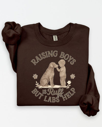 Raising Boys is Ruff but Labs Help PNG | Dog Mom Digital Download | Labrador Sublimation Design for Shirts & Gifts