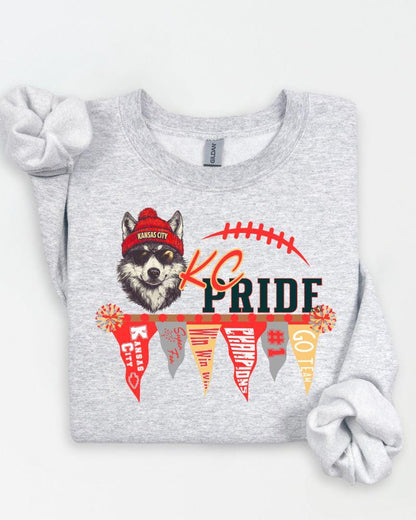KC Pride Football Sweatshirt | Unisex Game Day DTG Crewneck | Cozy Fall Sports Fan Pullover |