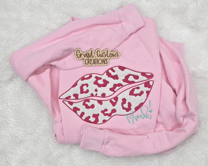Trendy Valentine embroidered sweatshirt on gildan crewneck