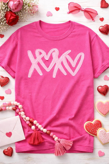 Comfort Colors Valentine XOXO embroidered applique shirt in neutral tone