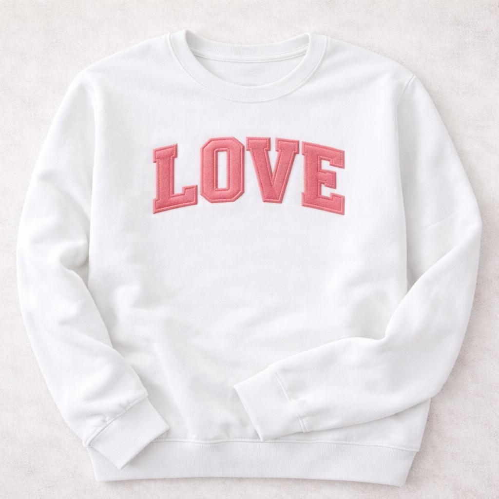 Personalized raggy applique crewneck sweatshirt in boutique color