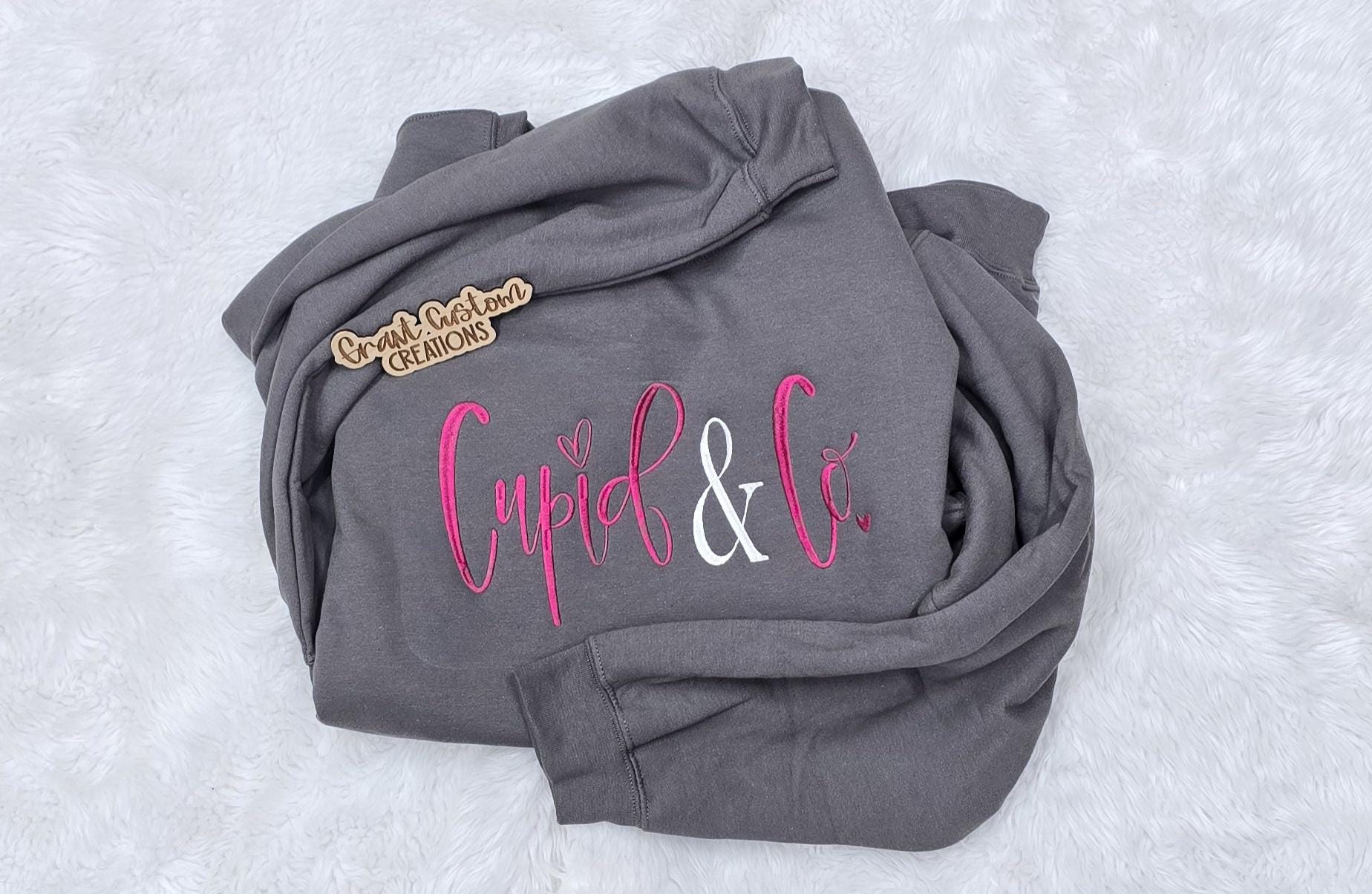 Valentine embroidered crewneck styled casually for winter