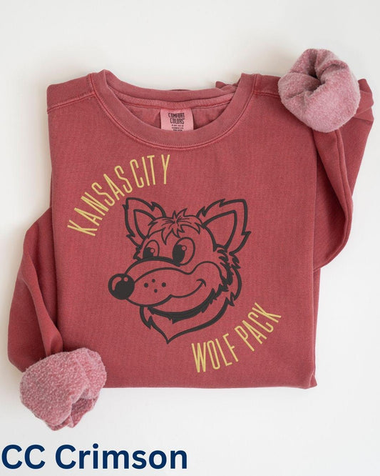 Kansas City Wolf Pack full chest embroidered sweatshirt front view