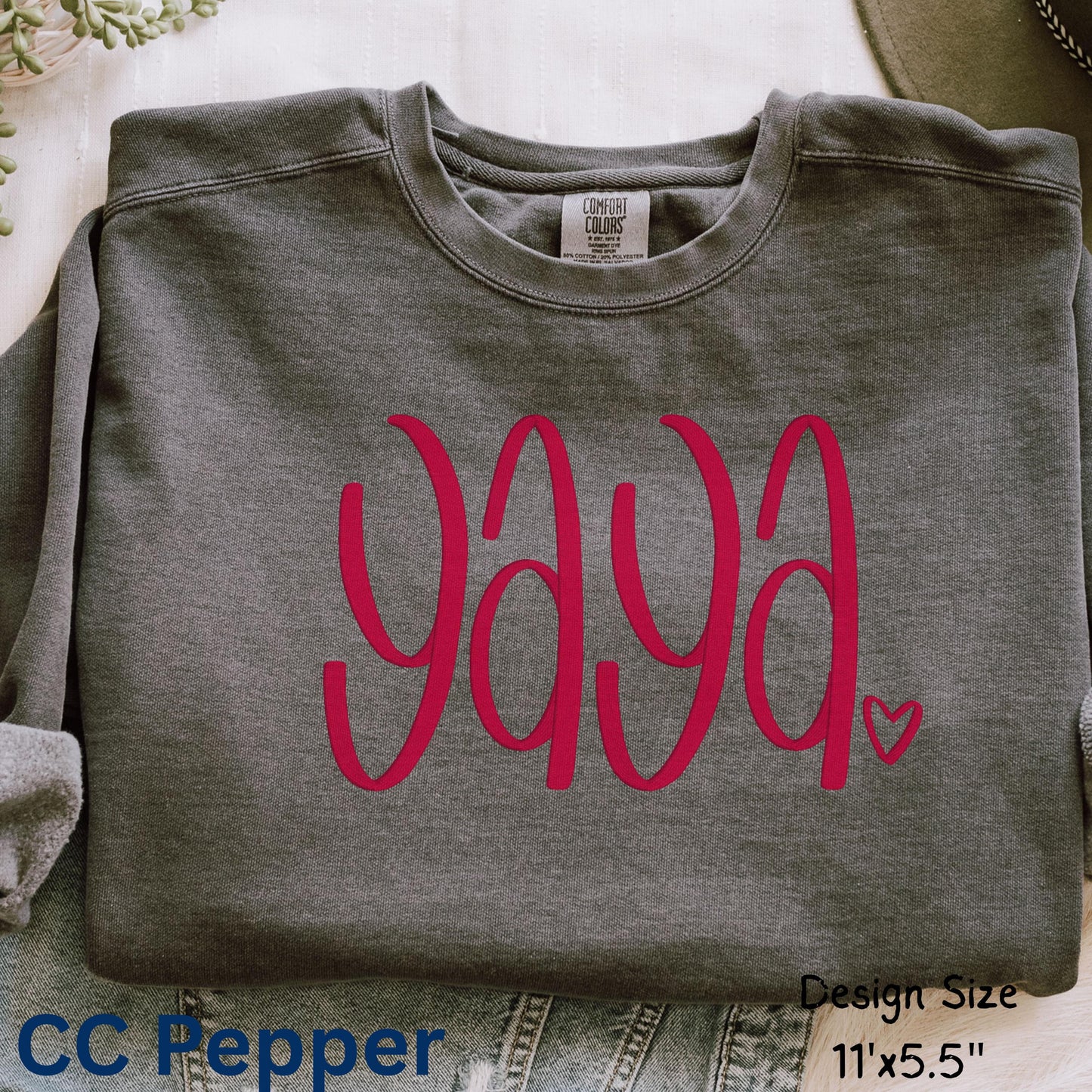 Yaya Embroidered Sweatshirt, Grandma Gift, Comfort Colors Crewneck or T-Shirt, Personalized Yaya Shirt, Gift for Grandma