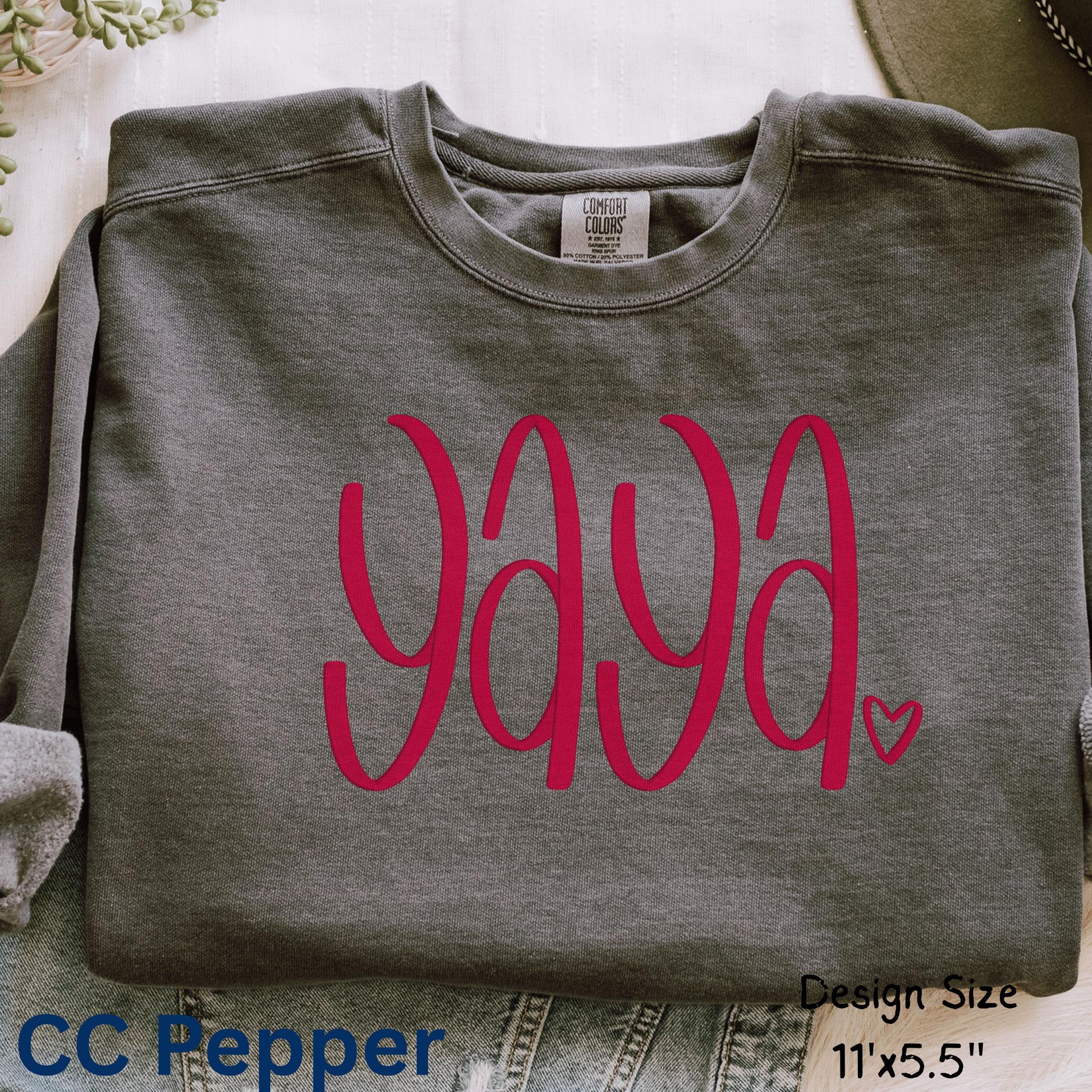 Yaya Embroidered Sweatshirt, Grandma Gift, Comfort Colors Crewneck or T-Shirt, Personalized Yaya Shirt, Gift for Grandma