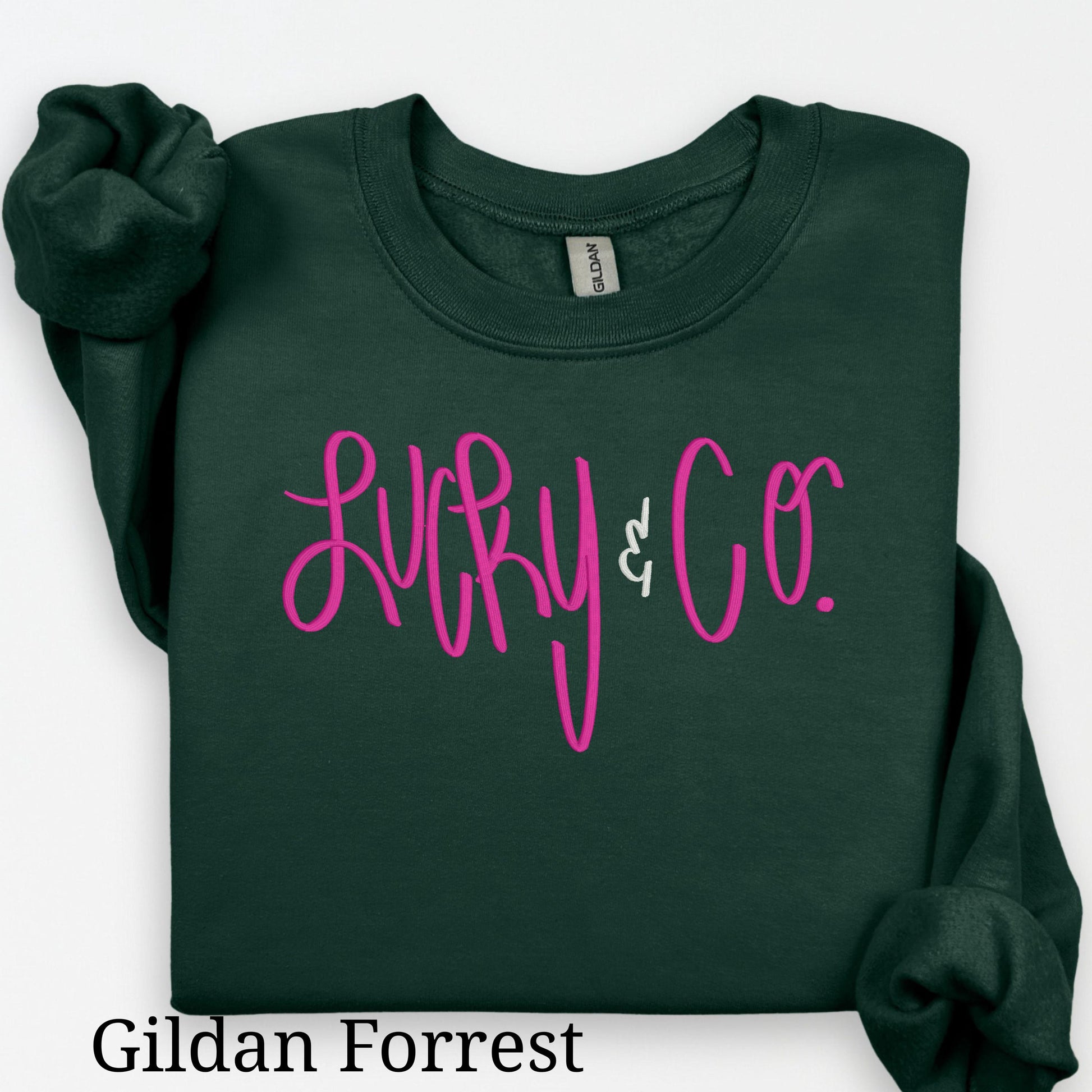 Forrest St. Patrick’s Day crewneck with embroidered shamrock design