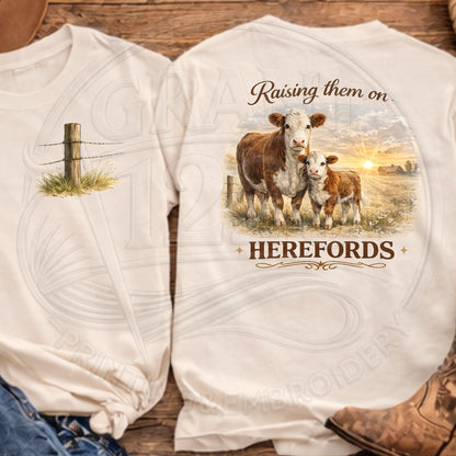 Ivory Hereford farm t-shirt with professional DTG print