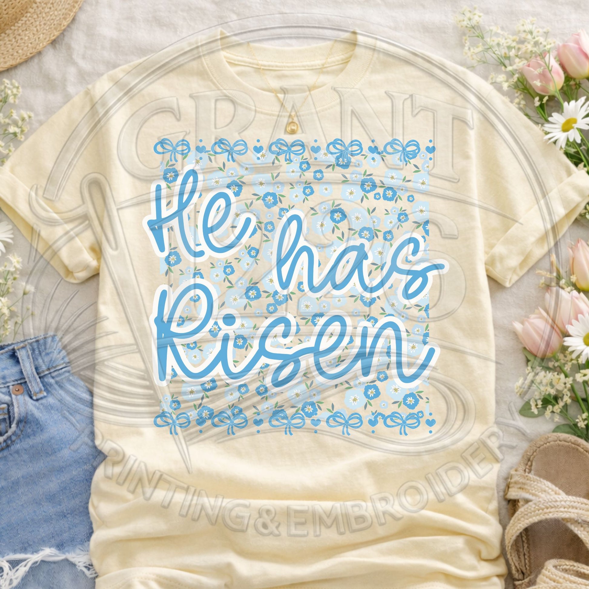 Ivory pastel floral Easter graphic tee