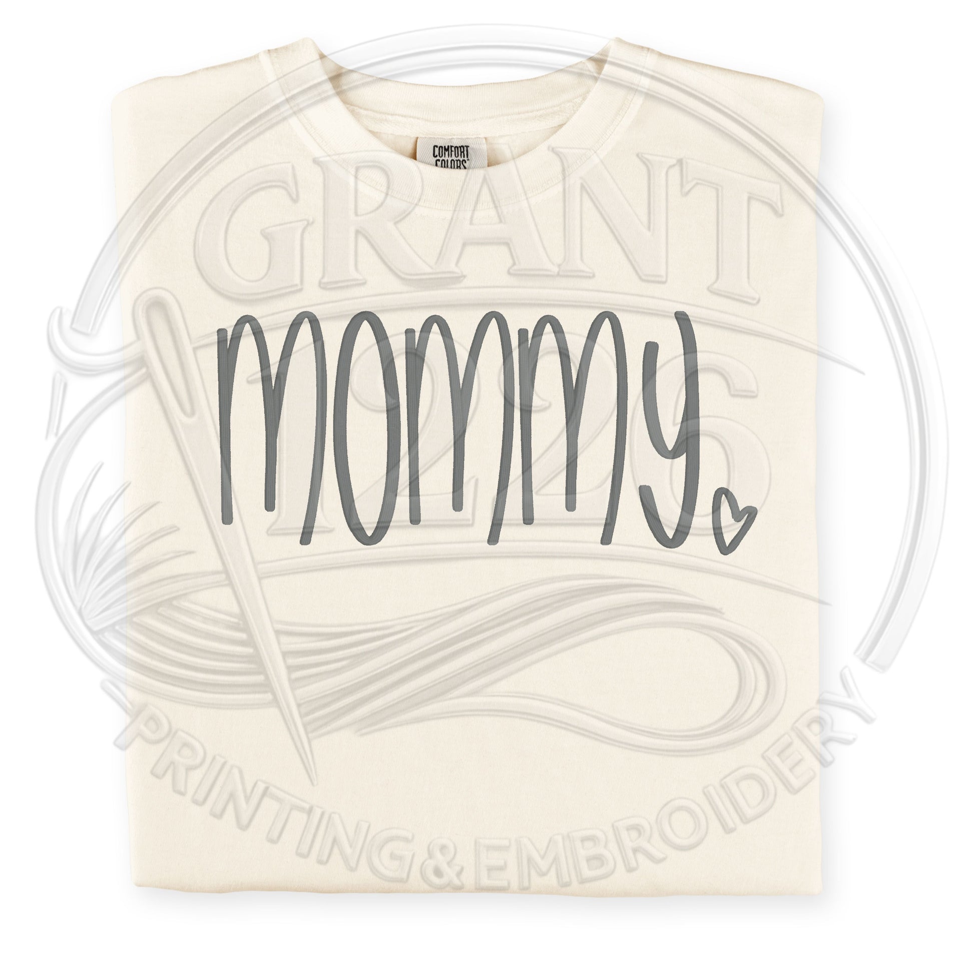 Neutral ivory mommy shirt embroidered Comfort Colors tee