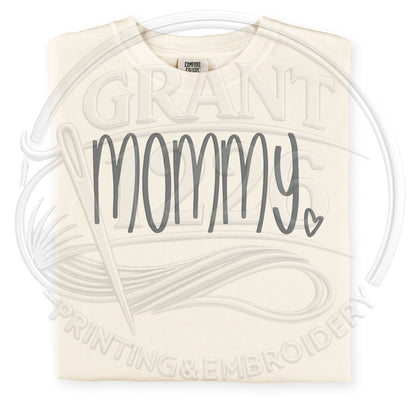 Neutral ivory mommy shirt embroidered Comfort Colors tee