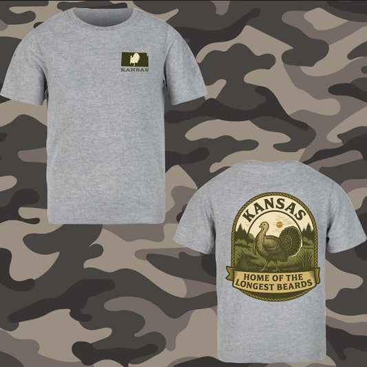 Kansas Home of the Longest Beards turkey hunting shirt
