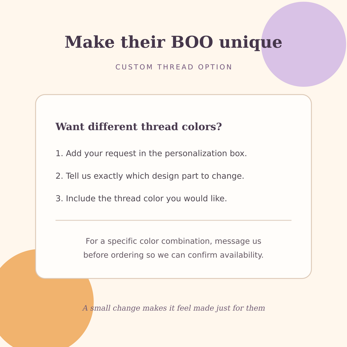 Custom thread color ordering guide for the kids floral BOO embroidered Halloween sweatshirt