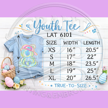 youth Easter shirt size chart