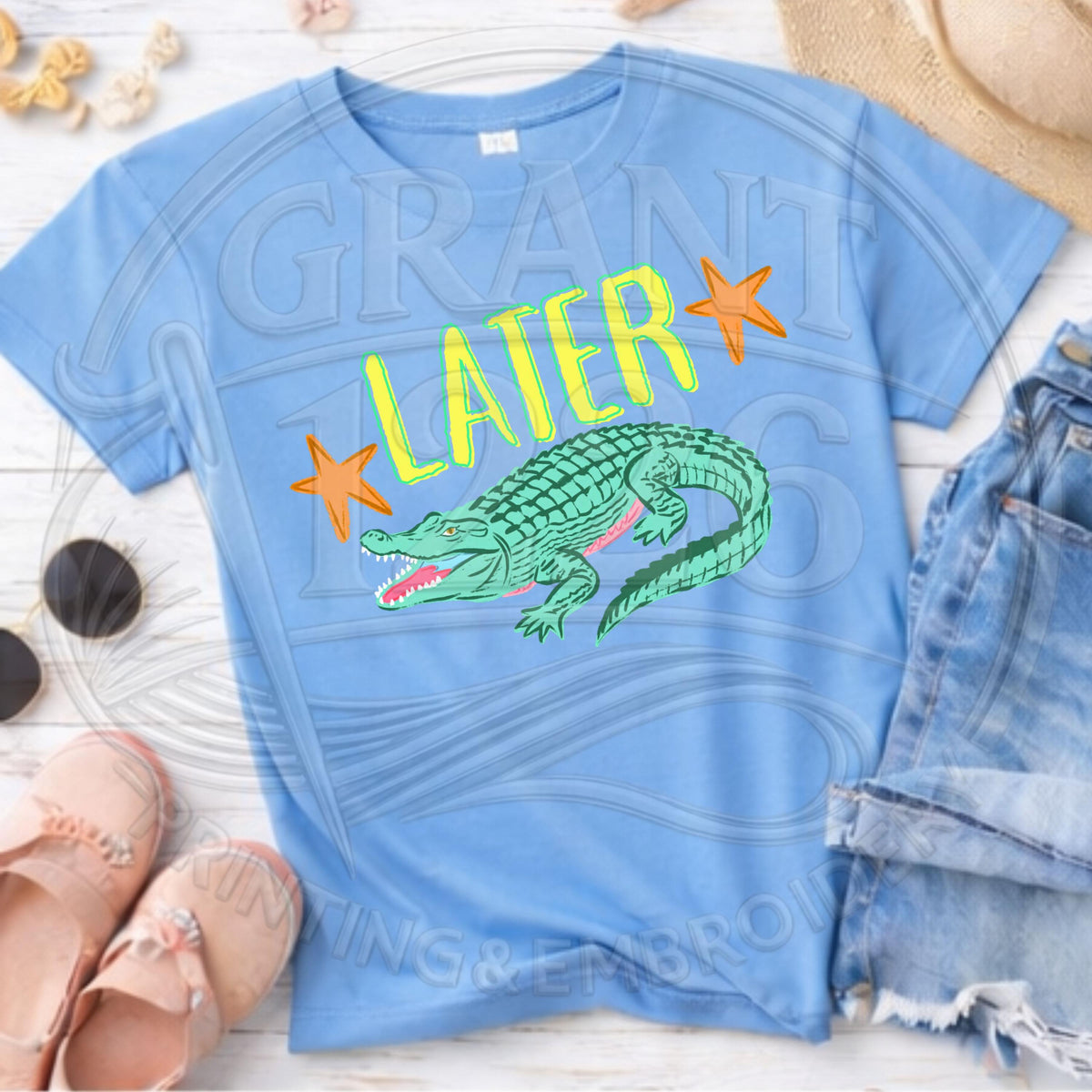 Carolina blue kids Later Alligator graphic T-shirt