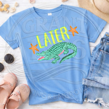 Carolina blue kids Later Alligator graphic T-shirt