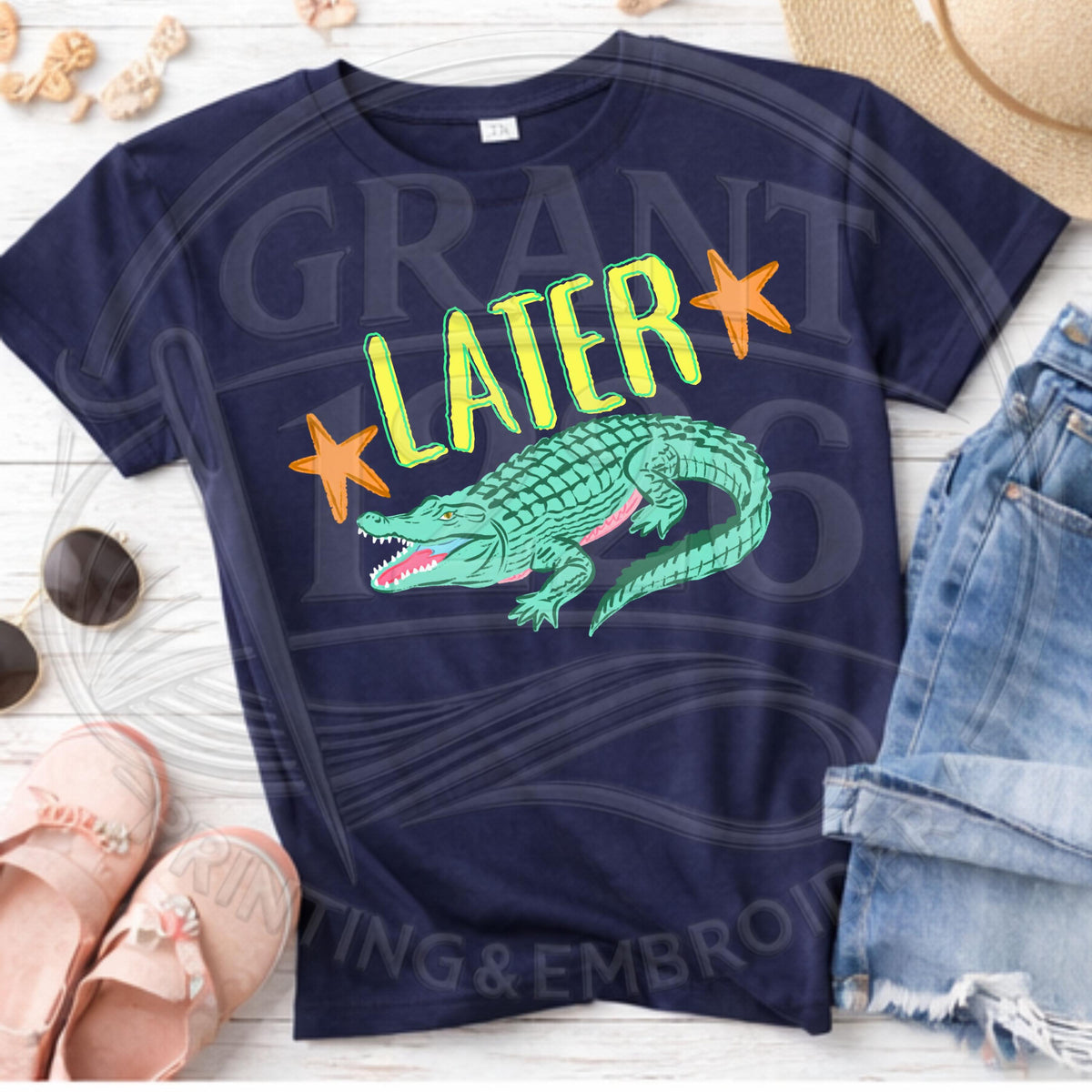 Navy toddler Later Alligator graphic T-shirt
