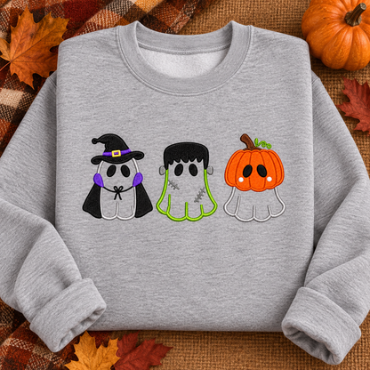 Sport Grey Little Halloween Trio embroidered sweatshirt flat lay