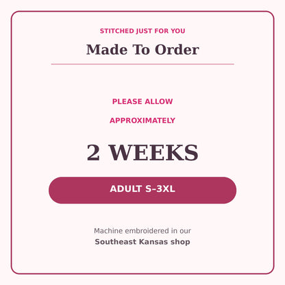 Made-to-order Cupid & Co Valentine crewneck with approximately two-week processing.