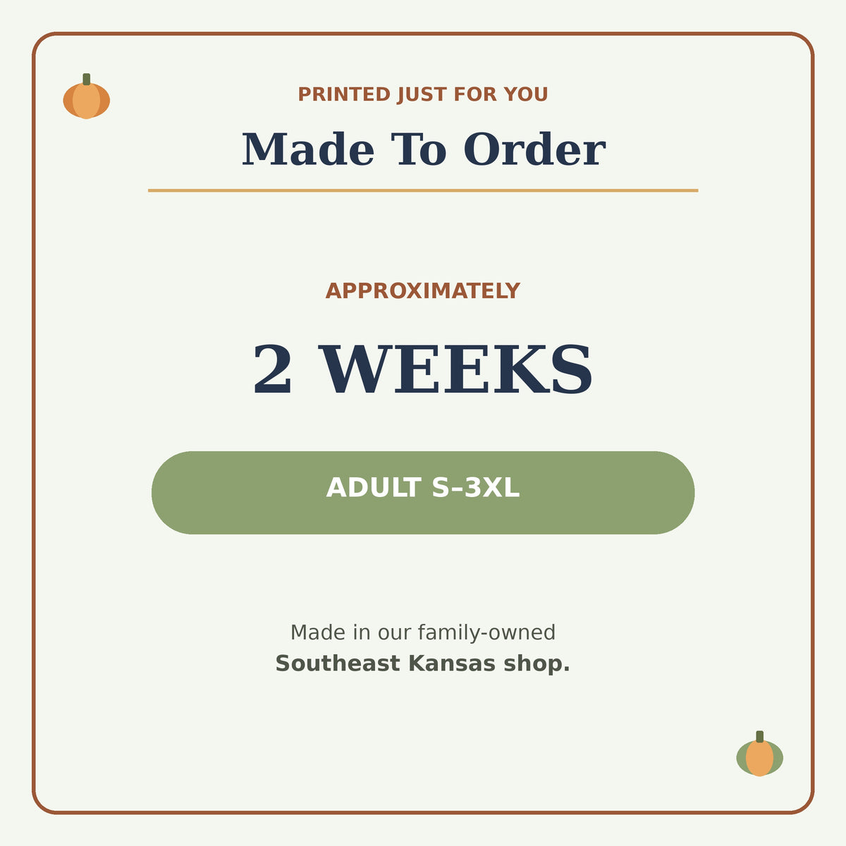 Made to order fall pumpkin sweatshirt with two week processing