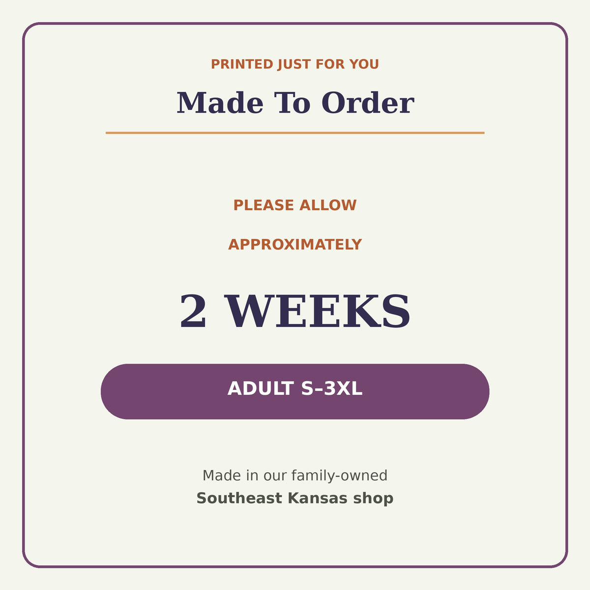 Made-to-order Pumpkin Season shirt with approximately two-week processing in Southeast Kansas.