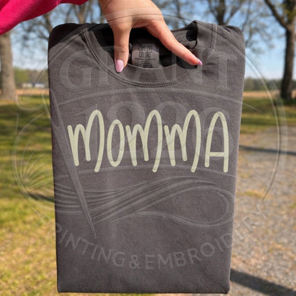 pepper charcoal embroidered mama shirt