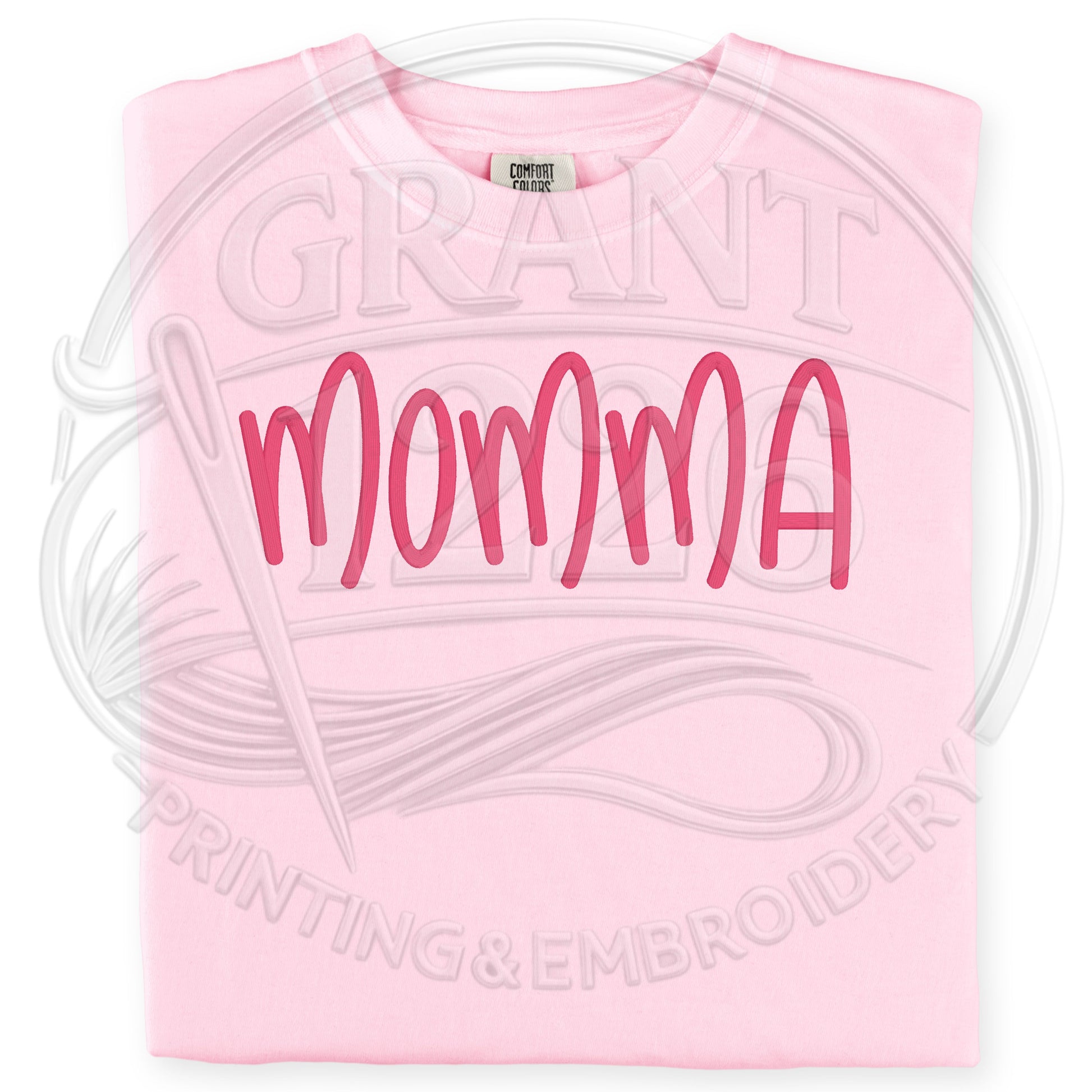blossom comfort colors tone on tone momma embroidered top