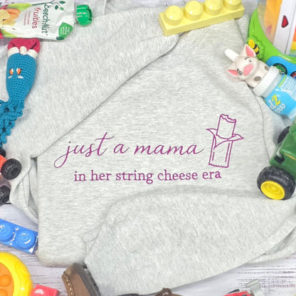Mama embroidered sweatshirt with “String Cheese Era” design