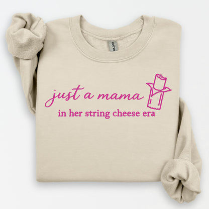 String Cheese Era mama embroidered sweatshirt flat lay sand