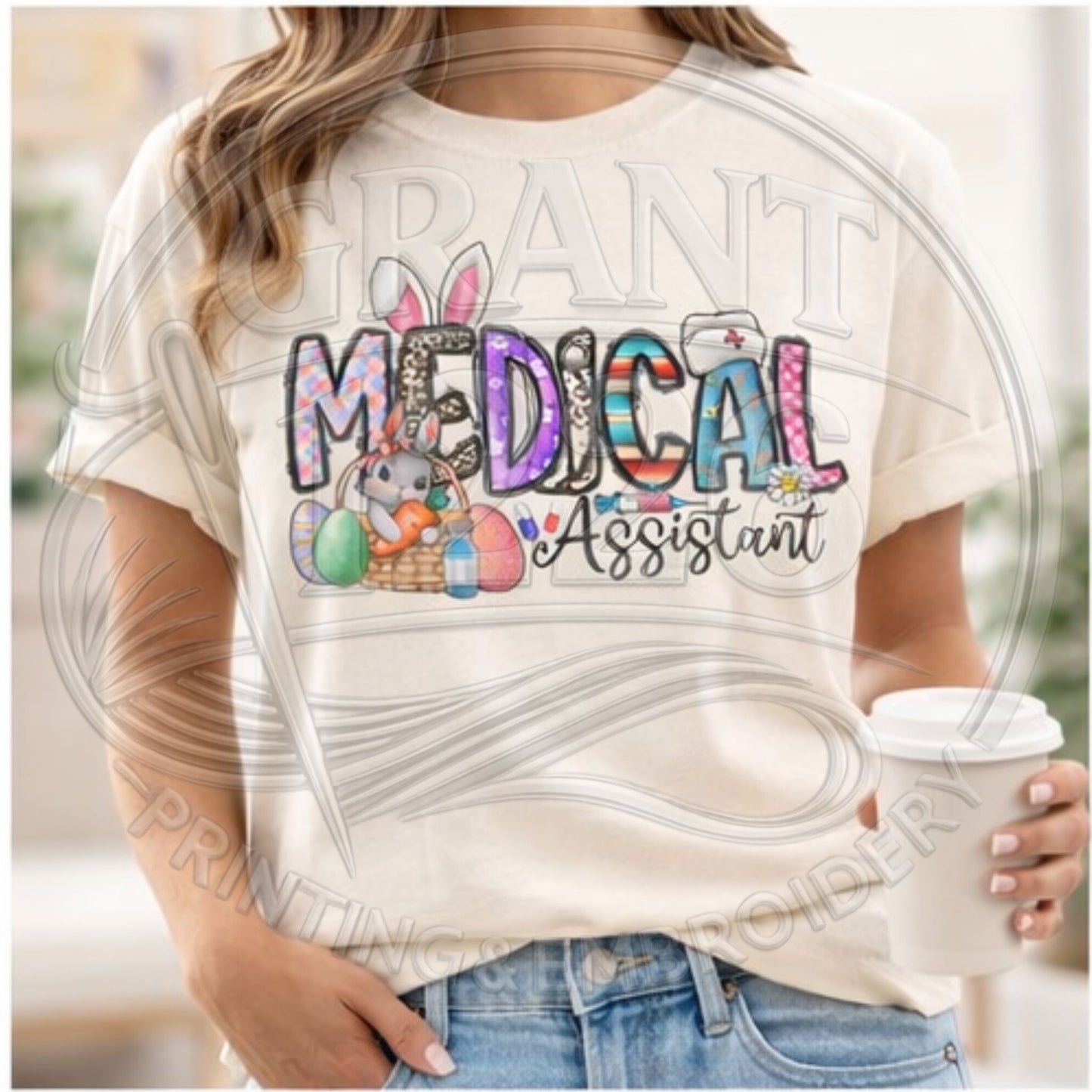 Medical assistant Easter shirt on Comfort Colors 1717 ivory tee