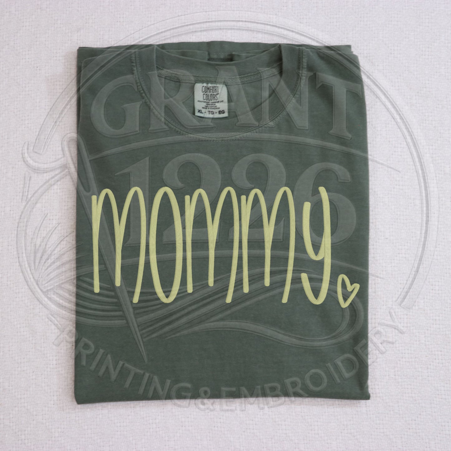 Moss green embroidered mommy shirt aesthetic mom tee