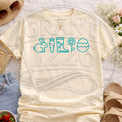 Neutral cream spring icons embroidered graphic tee