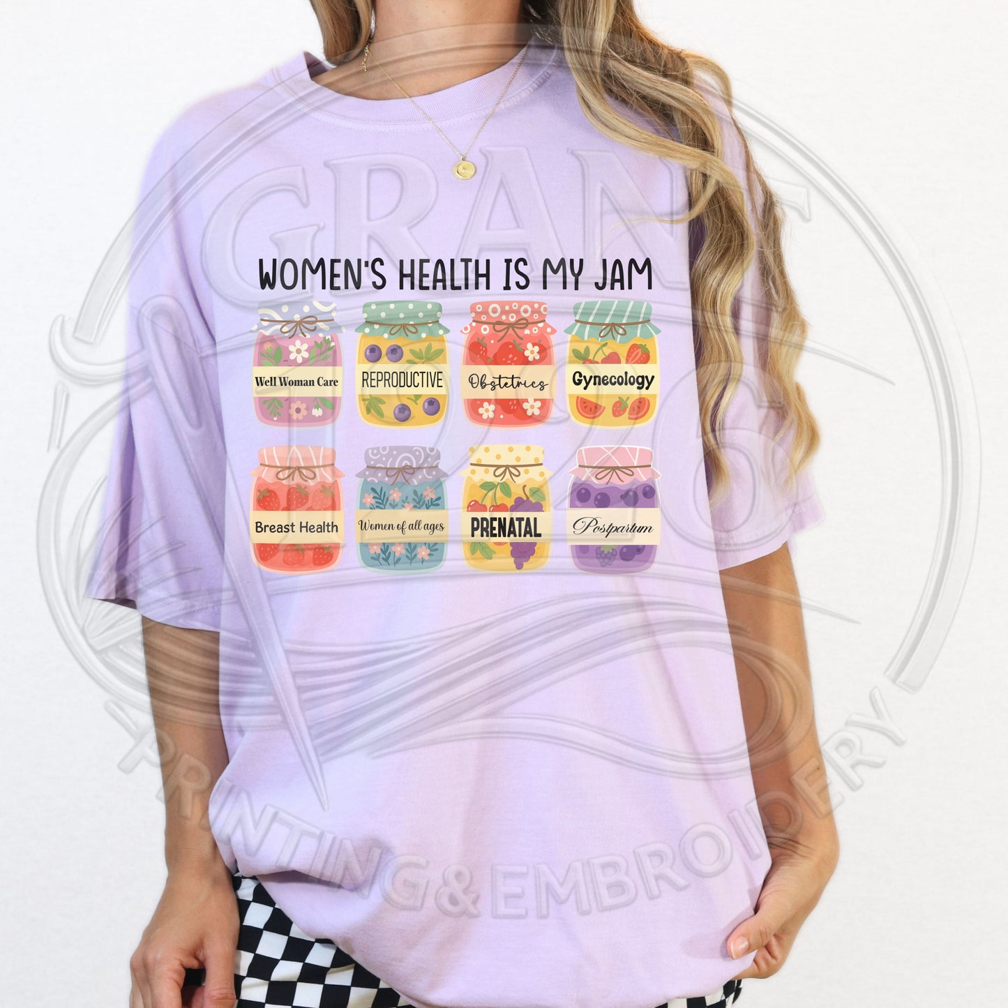 Women’s health is my jam OBGYN nurse shirt on lavender Comfort Colors tee