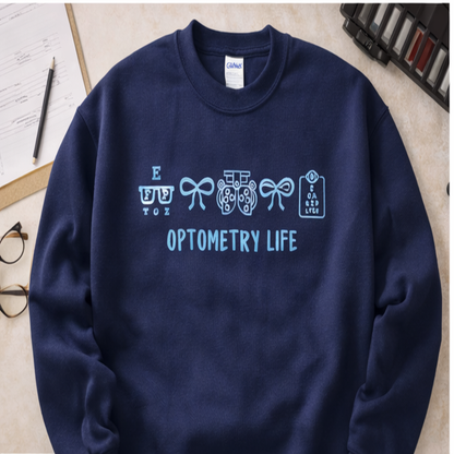 Navy embroidered optometrist crewneck sweatshirt for eye doctors