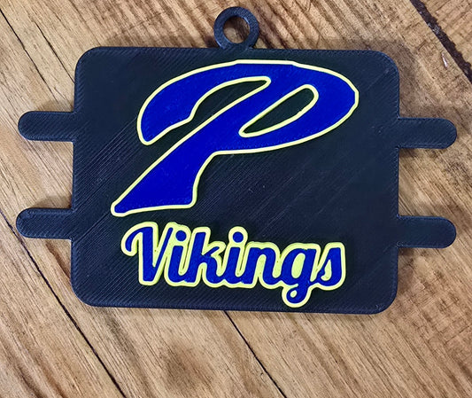 Black, blue and gold Parsons Vikings 3D printed hair tie holder