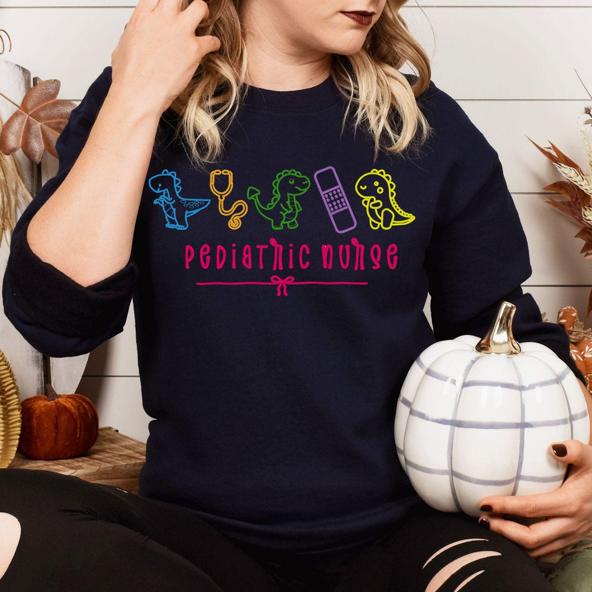Pediatric nurse dinosaur embroidered sweatshirt – product image 4