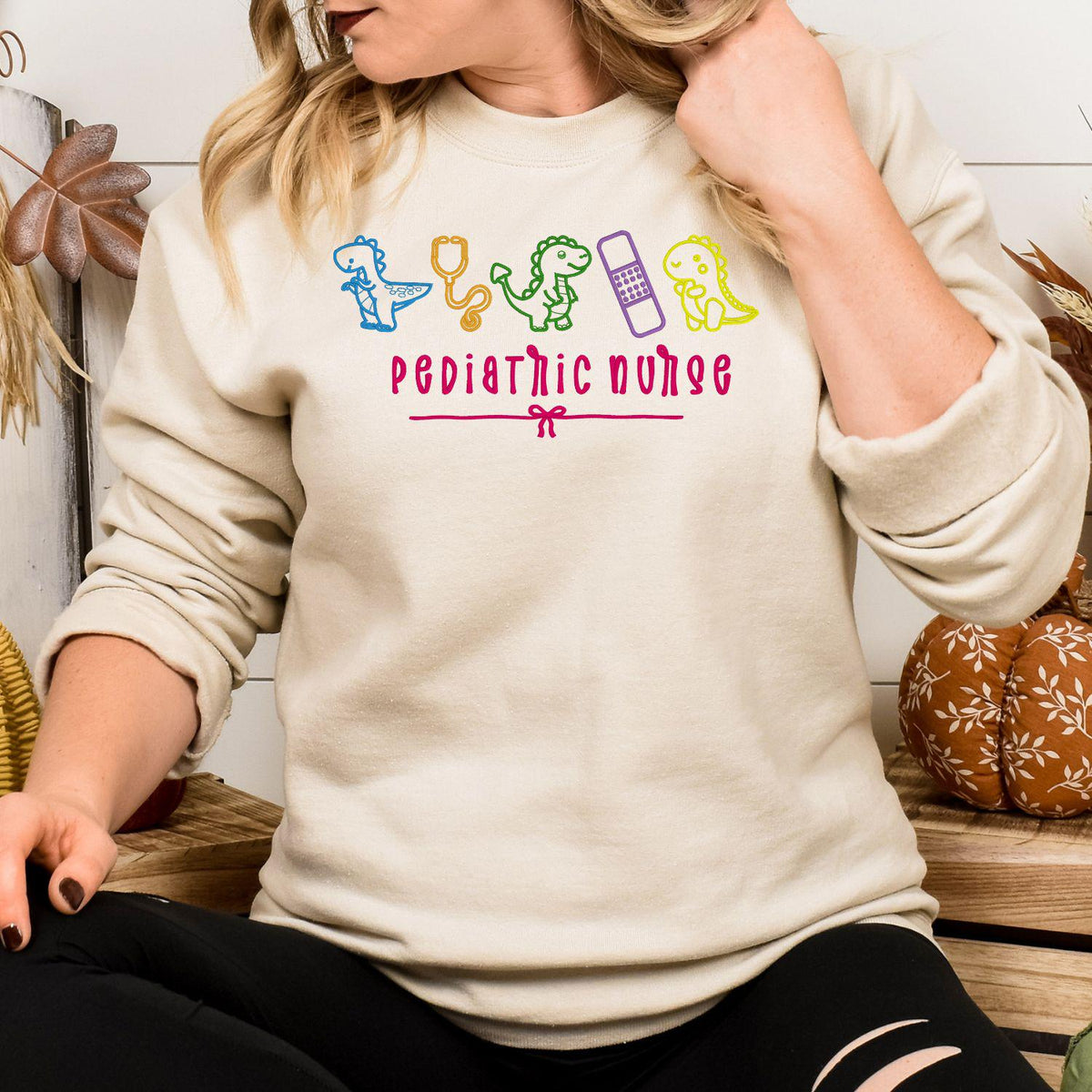 Pediatric nurse dinosaur embroidered sweatshirt – product image 6