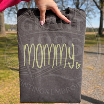 Pepper Comfort Colors mommy shirt embroidered tee