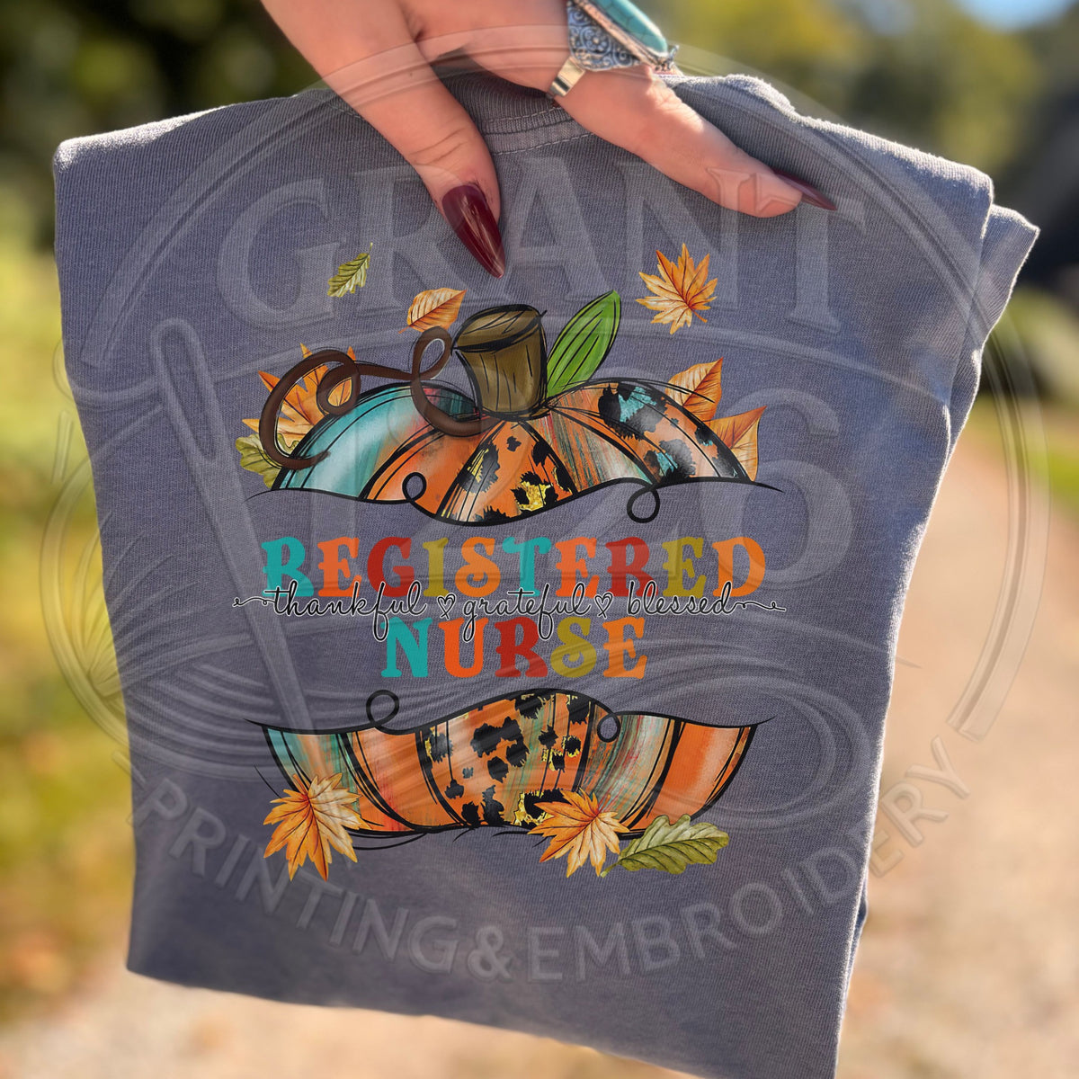 Registered Nurse fall pumpkin shirt graphic detail