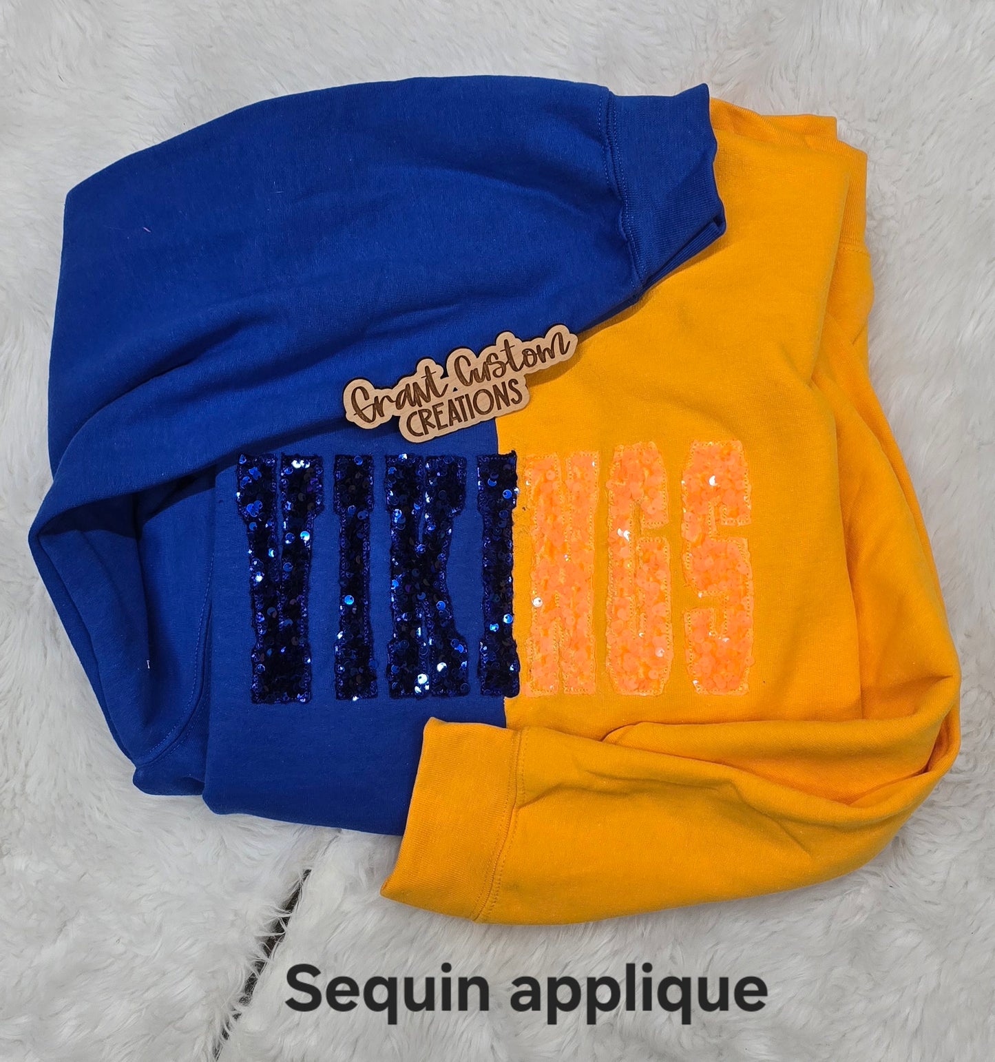 Sequin option of split color spirit sweatshirt