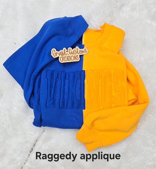 Split color spirit sweatshirt on crewneck raggedy option