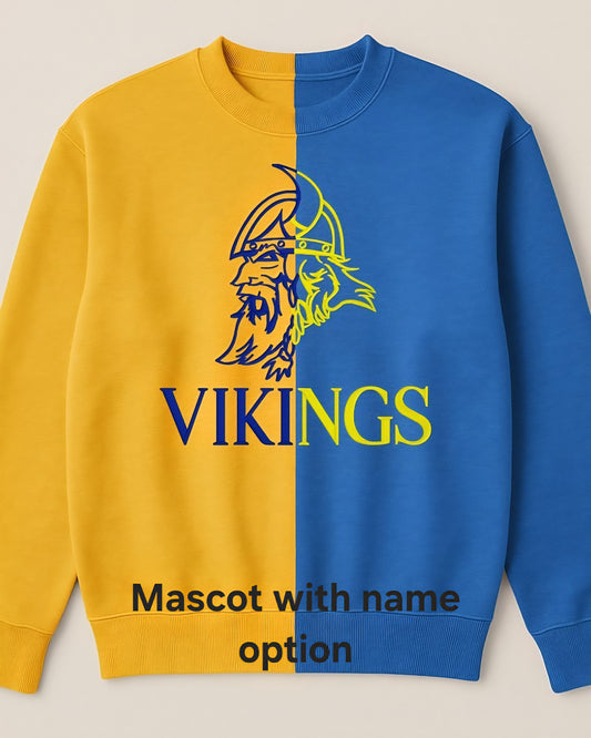 Split color spirit sweatshirt with mascot
