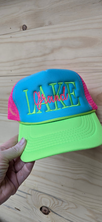 Custom embroidered neon foam trucker hat