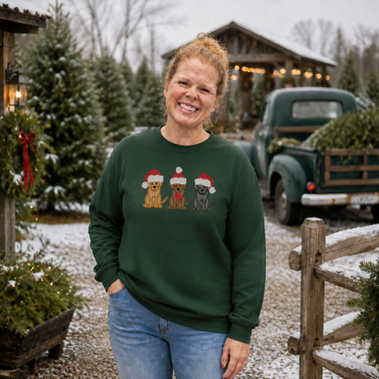 Santa Dogs Embroidered Christmas Sweatshirt | Dog Mom Gift — front product view