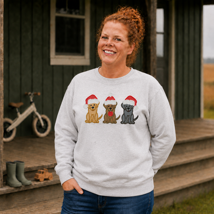 Santa Dogs Embroidered Christmas Sweatshirt | Dog Mom Gift — lifestyle view