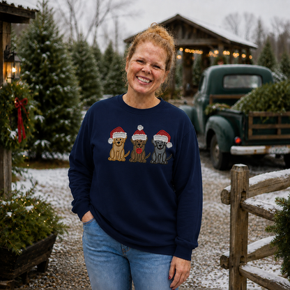 Santa Dogs Embroidered Christmas Sweatshirt | Dog Mom Gift — alternate garment color