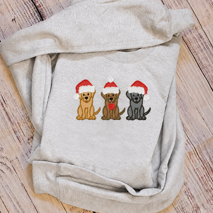 Santa Dogs Embroidered Christmas Sweatshirt | Dog Mom Gift — additional product view