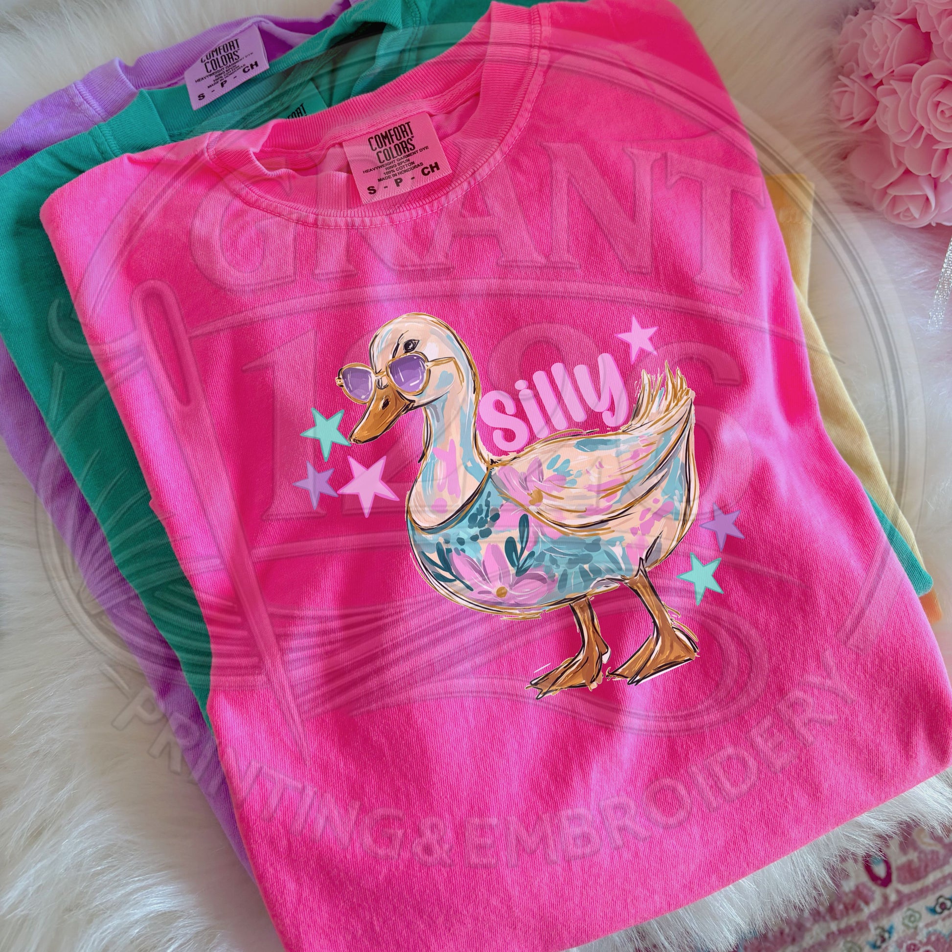 Trendy pink silly goose graphic tee summer outfit aesthetic
